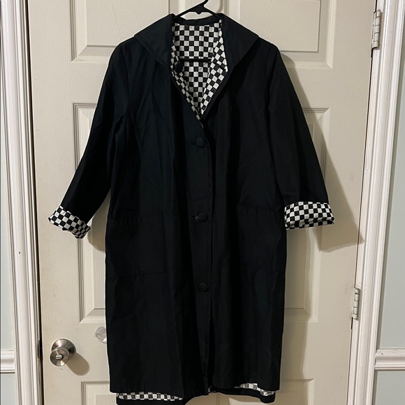 no brand Jackets & Blazers - unisex reversible Black Checkered Women's Pea Coat
